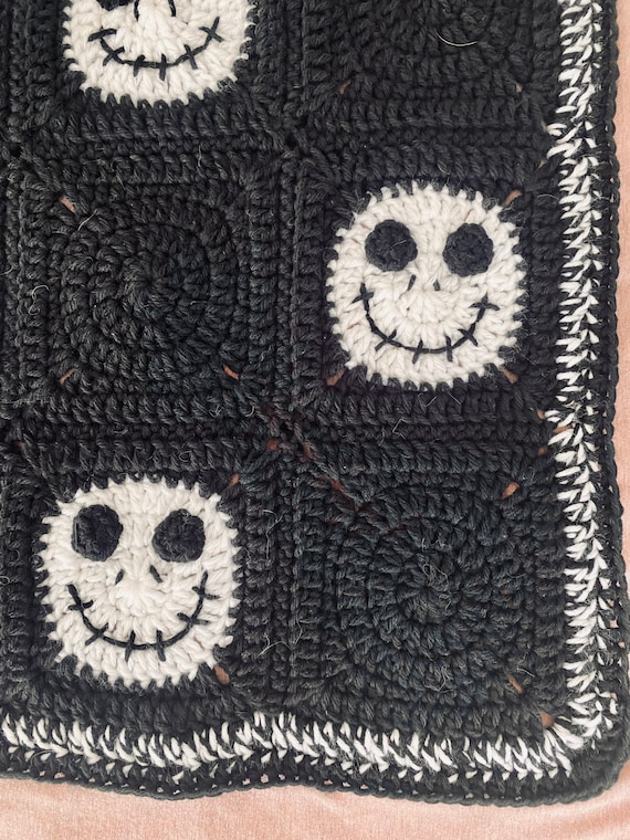 Crochet Halloween Christmas Throw Blanket Nightmare Before Christmas Inspired Blanket Jack Skellington Inspired Granny Square Blanket Etsy Canada