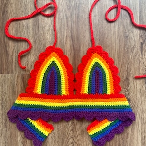 Crochet Rainbow Crop Top | Scalloped Bra Top