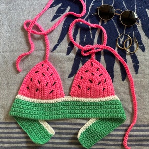 Pink Crochet Watermelon Bralette | Bra Top | Festival Top | Summer Top