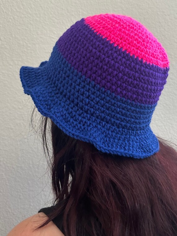 Crochet Striped Bucket Hat | Summer Hat | PRIDE | Bisexual Flag - Etsy