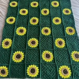 Crochet Granny Square Throw Blanket | Sunflower Baby Blanket