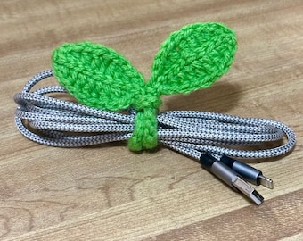 Crochet Leaf Sprout | Headphone Accessory | Bookmark | Cord Organizer
