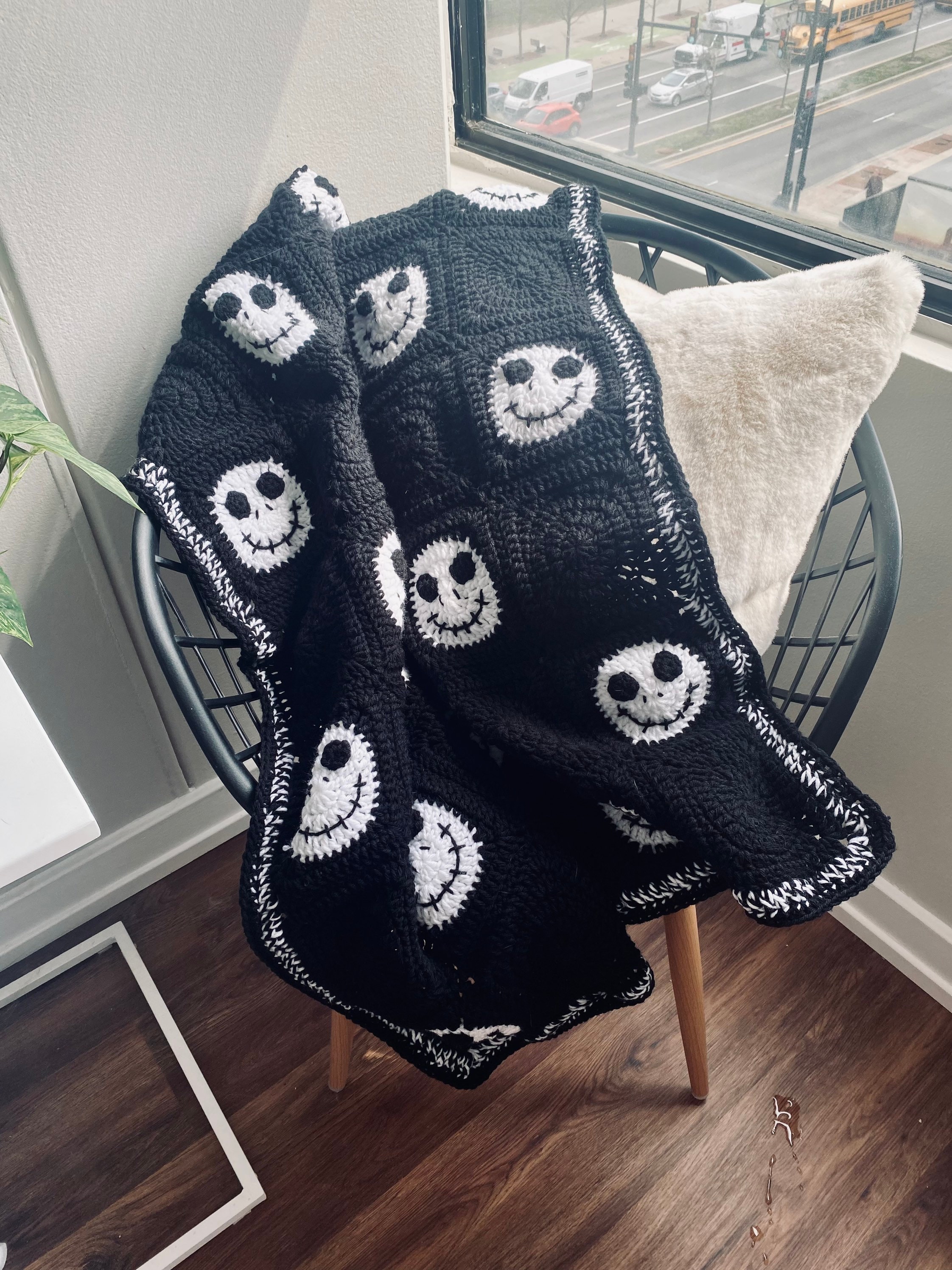 Crochet Halloween Christmas Throw Blanket Nightmare Before Christmas Inspired Blanket Jack Skellington Inspired Granny Square Blanket Etsy Canada