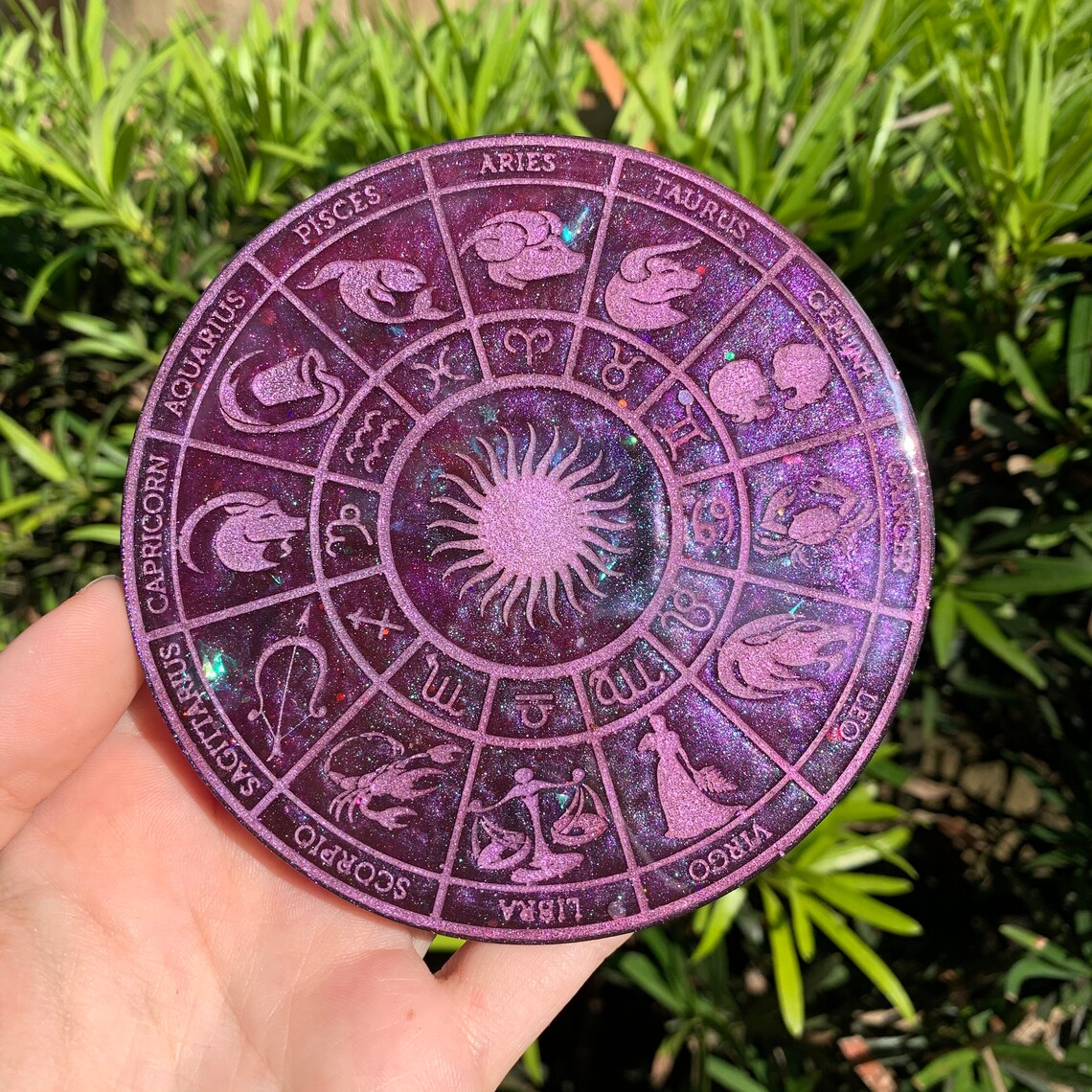 Resin Zodiac Wheel Horoscope Decor Astrology Decor Etsy