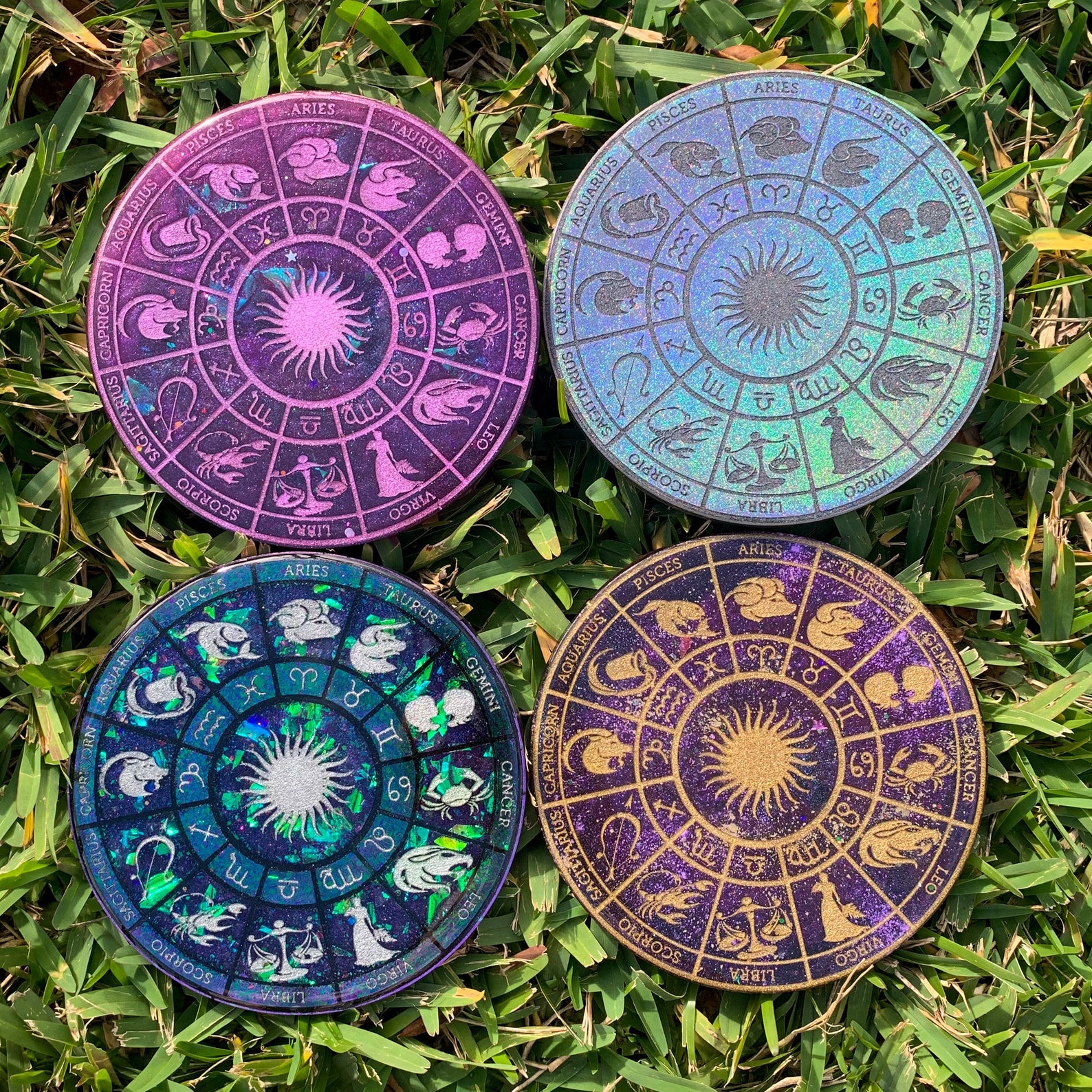 Resin Zodiac Wheel Horoscope Decor Astrology Decor Etsy