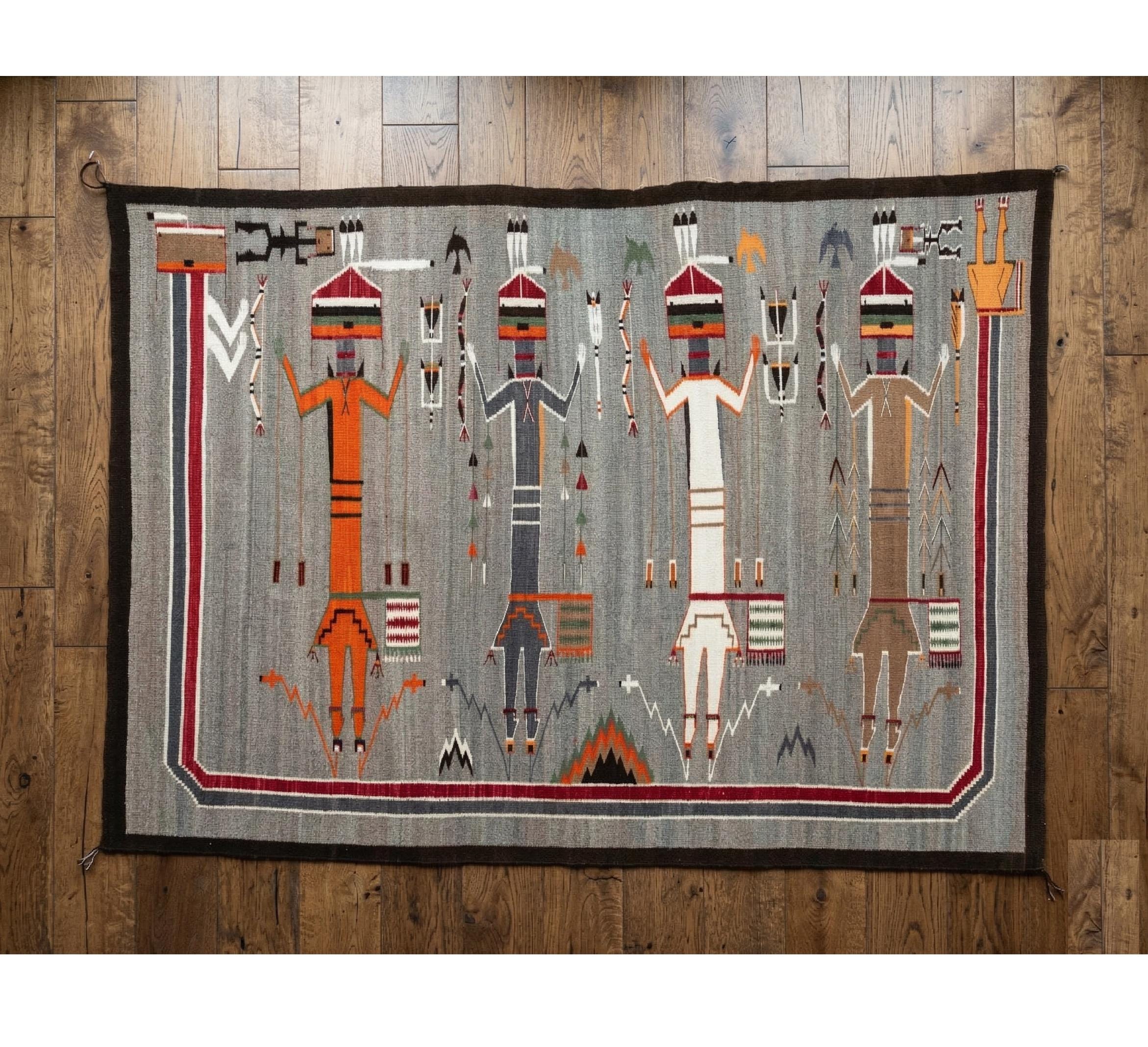 Yei Rugs Navajo Mountainway Yei Weaving Rug Kilim Hand-woven Tribal Mexican ...