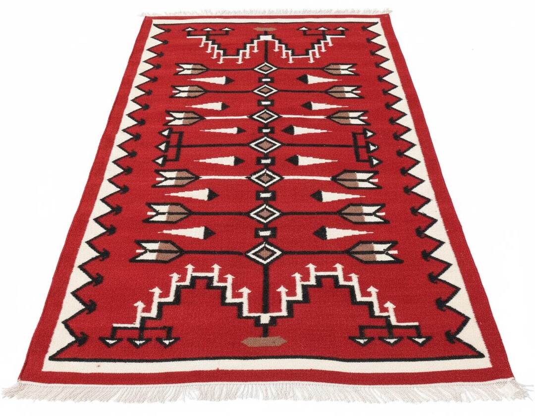 Southwestern Rug Red Navajo Rug Kilim Rug Handwoven Native American 100 ...