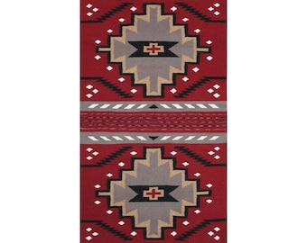 Navajo rug, Navajo runner rug, custom rug, made to measure rug, 6x9 red n grey rug, wool rug, authentic Navajo rug, hallway rug, kilim rug