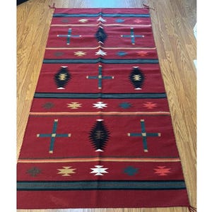 Navajo rug, Navajo runner rug, custom rug, made to measure rug, 6x9 red n blue rug, wool rug, authentic Navajo rug, hallway rug, kilim rug