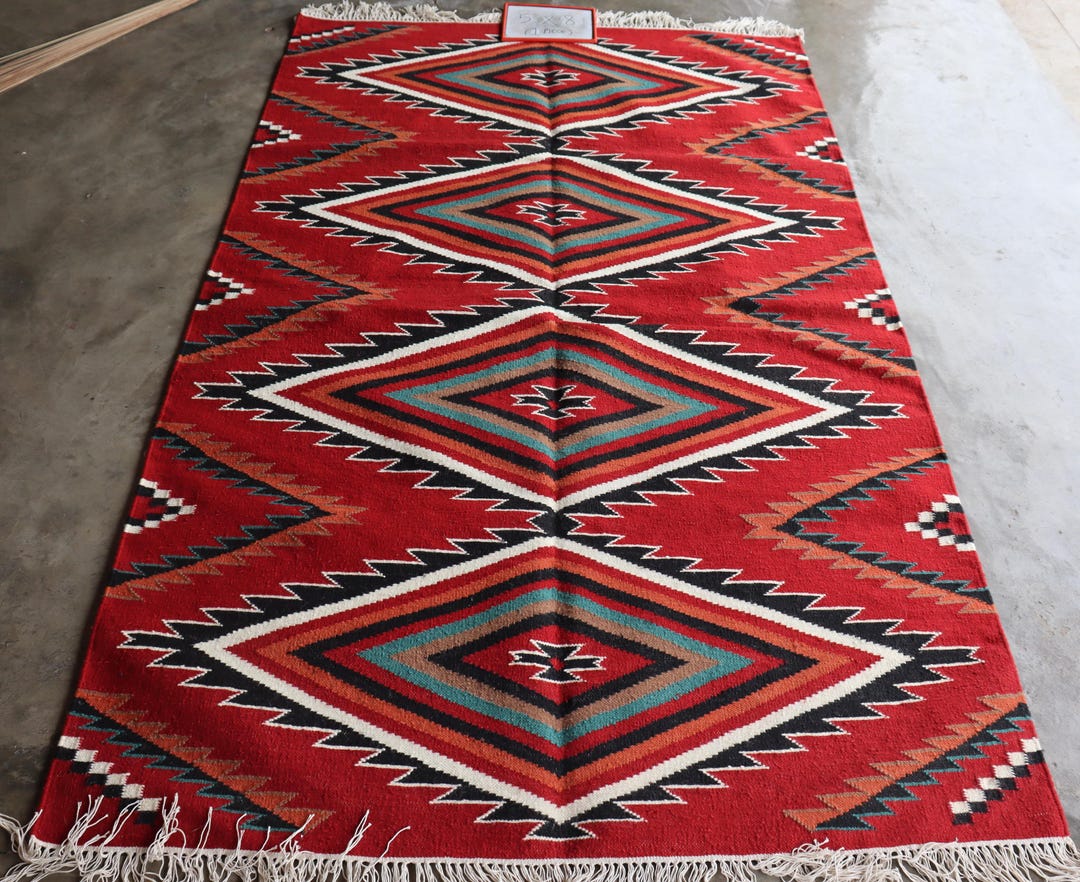 5x7 Ft Wool Navajo Rug Southwest Style Area Rug Native Ganado Pattern ...