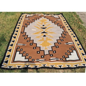 Handwoven Navajo wool Area Rug Dhurrie Geometric Patterned Southwest Design Home decor Rug for Living room Navajo Kilim Sizes 8x10, 9x12 ft