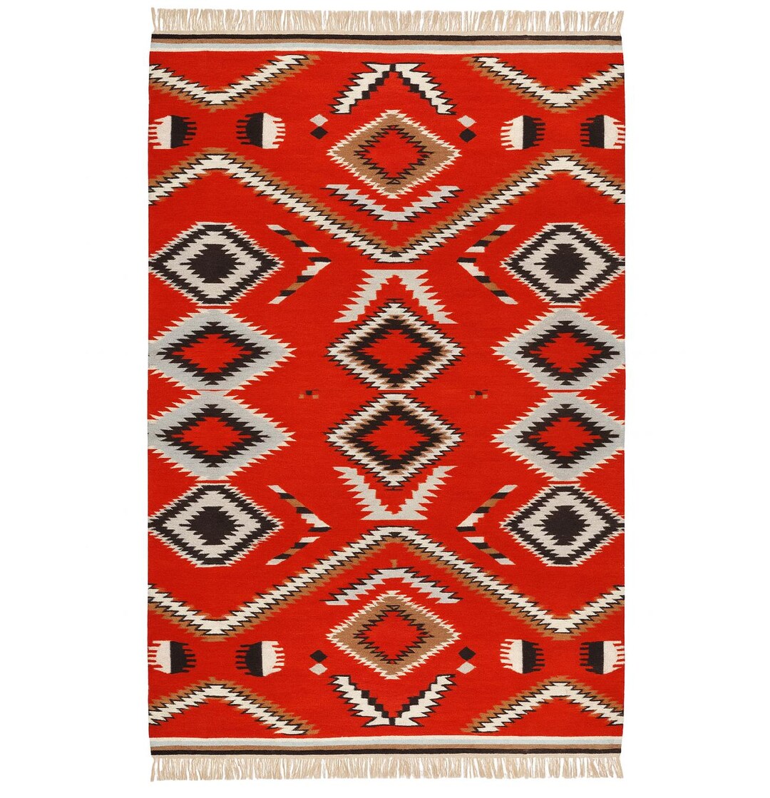 Red Navajo Rug Woven Southwestern Rug Native American Rug Tribal Style ...