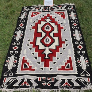 5x7 ft Wool Navajo Rug Southwest Style Area Rug Native Ganado Pattern Red Kilim Rug Zapotec Rug Tribal Mexican Western Design Free Shipping