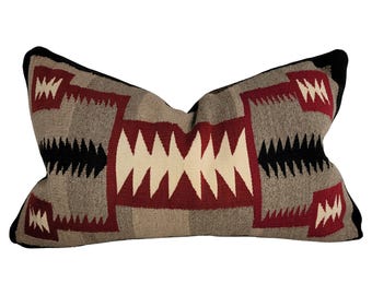 Handgewebter Kilim Navajo Teppich Kissenbezug | 18 "x 30" Wolle Kissenbezug | Geometrisches Muster | Hochzeitskissen im indianischen Stil