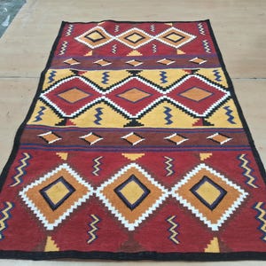 5x8 Wool Navajo Rug Southwest Style Area Rug Native boho Red Kilim Rug Zapotec Rug