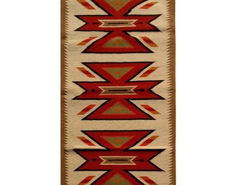 3x10 ft Southwest Style Runner Rug Navajo Handmade Boho Wool Tribal Flatweave Kilim Rug Home Decor Red Brown Indian Handmade Dhurrie Runner