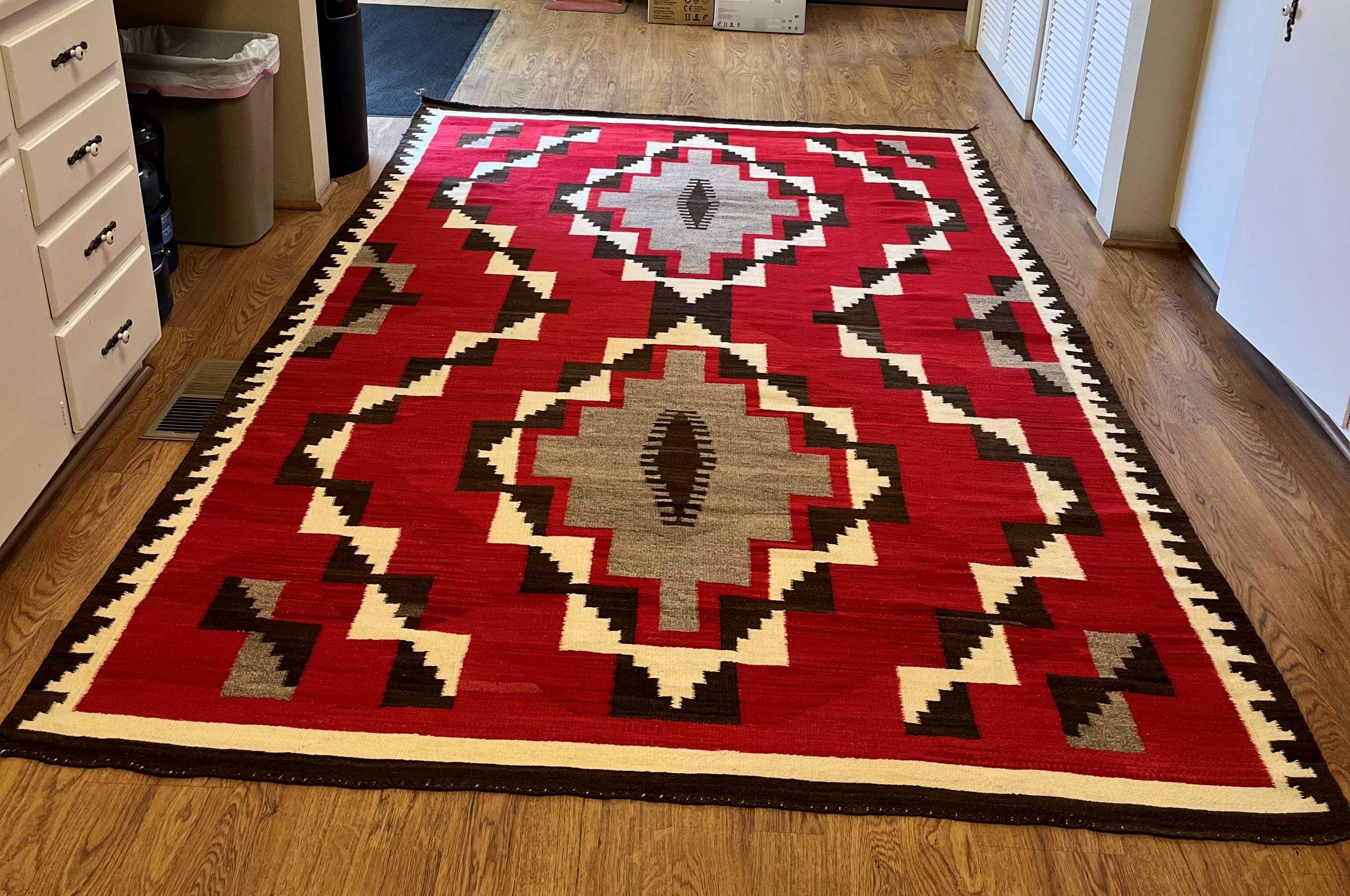 Southwestern Rug Red Navajo Rug Kilim Hand Woven Native American ...