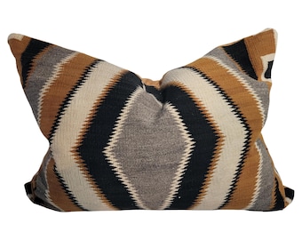 Copricuscino per tappeto Navajo in lana intrecciata a mano, 18"x24", tappeto sud-occidentale, copricuscino per tappeto turco, decorazione di Halloween, cuscino per divano, federa per cuscino lombare