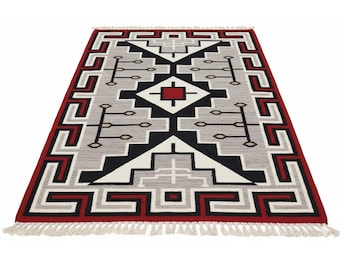 5x8 Ft Handwoven Navajo Rug , Kilim Rug , Wool Rug , Southwestern Rug , Modern Design , Native Wool Rug , Accent Rug , Navaho Rug , Area Rug