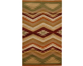 2.6x6 ft Southwestern Rug Navajo Runner Rug Handmade Boho Wool Tribal Flat Weave Kilim Rug Bohemian Decor Indian Handmade Dhurrie Runners