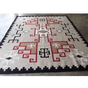 Hand-Woven Southwest Rug: Boho Tribal Wool Accent Rug