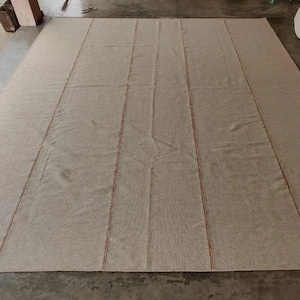 Beige Striped Kilim Rug 9x12: Handwoven Wool Dhurrie Flatweave