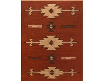Navajo Kilim Hand Woven Southwestern Tribal Style Rug 100% New Zealand Wool Transitional Area Rug, 8' x 10', Brown Beige Rug