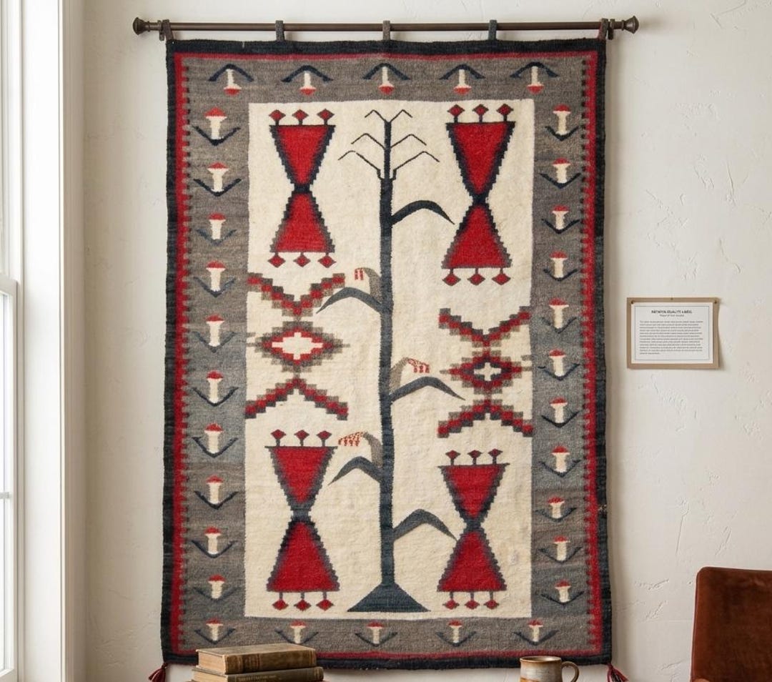 Navajo Pictorial Rug Handmade Boho Wool Tribal Flat Weave Kilim Rug ...