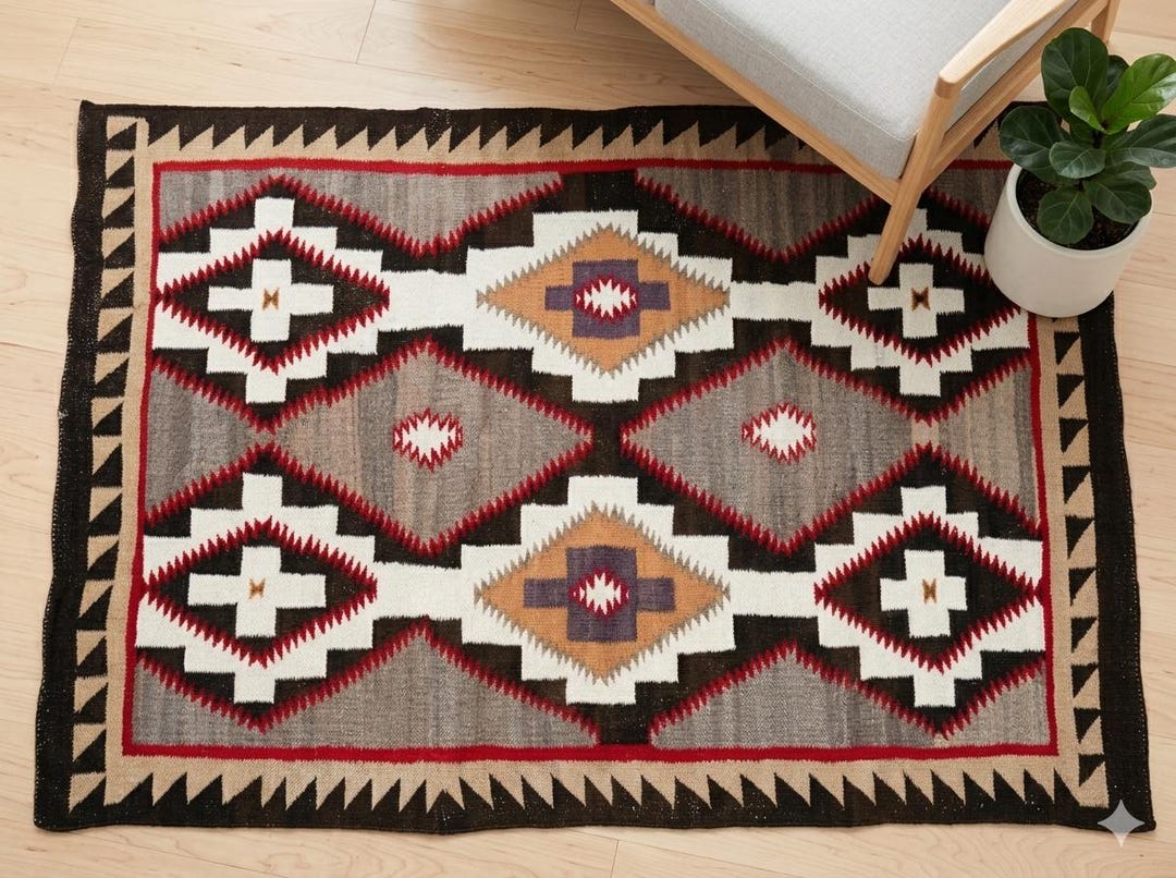 Navajo Rug Southwestern Native American Tribal Style Rug 100% Wool Hand ...