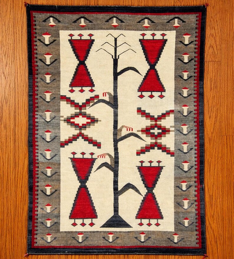 Native Tufted Rugs Navajo Pictorial Rug Handmade Boho Wool Tribal Flat Weave Kilim Rug ...