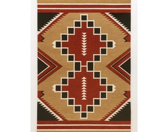Navajo Rug Hand Woven Southwestern Tribal Style Rug 100% New Zealand Wool Area Rug, 5' x 7', Brown Red Aztec Mexican Rug