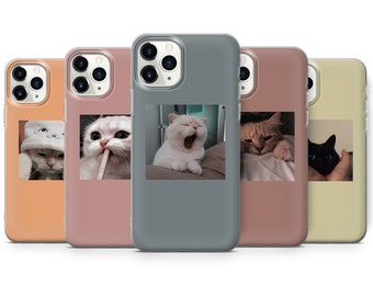 Trippy Phone Case Funny Cat Cover Fits pour iPhone 13, 12, 11, Xr, Se, 8, 7 & Samsung A12, A21s, A32, A40, A50, A51, S10, S20, Huawei P20, P30