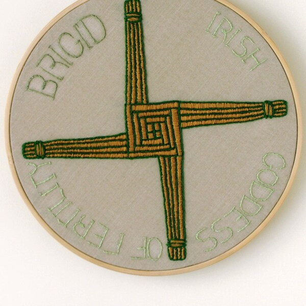 Hoops with Brigid cross hand embroidered