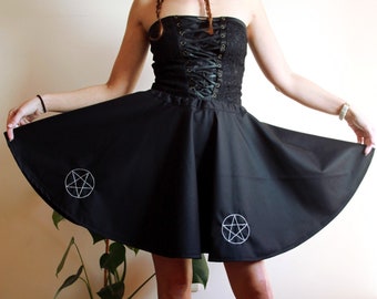 Circle skirt with pentacles hand embroidered and personalized size