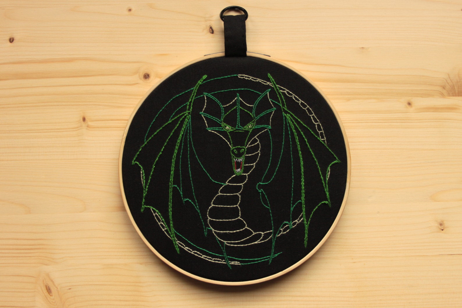 Hand Embroidered Dragon Hoop Etsy