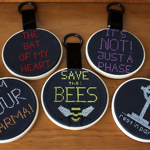 Hoops with quotes hand embroidered