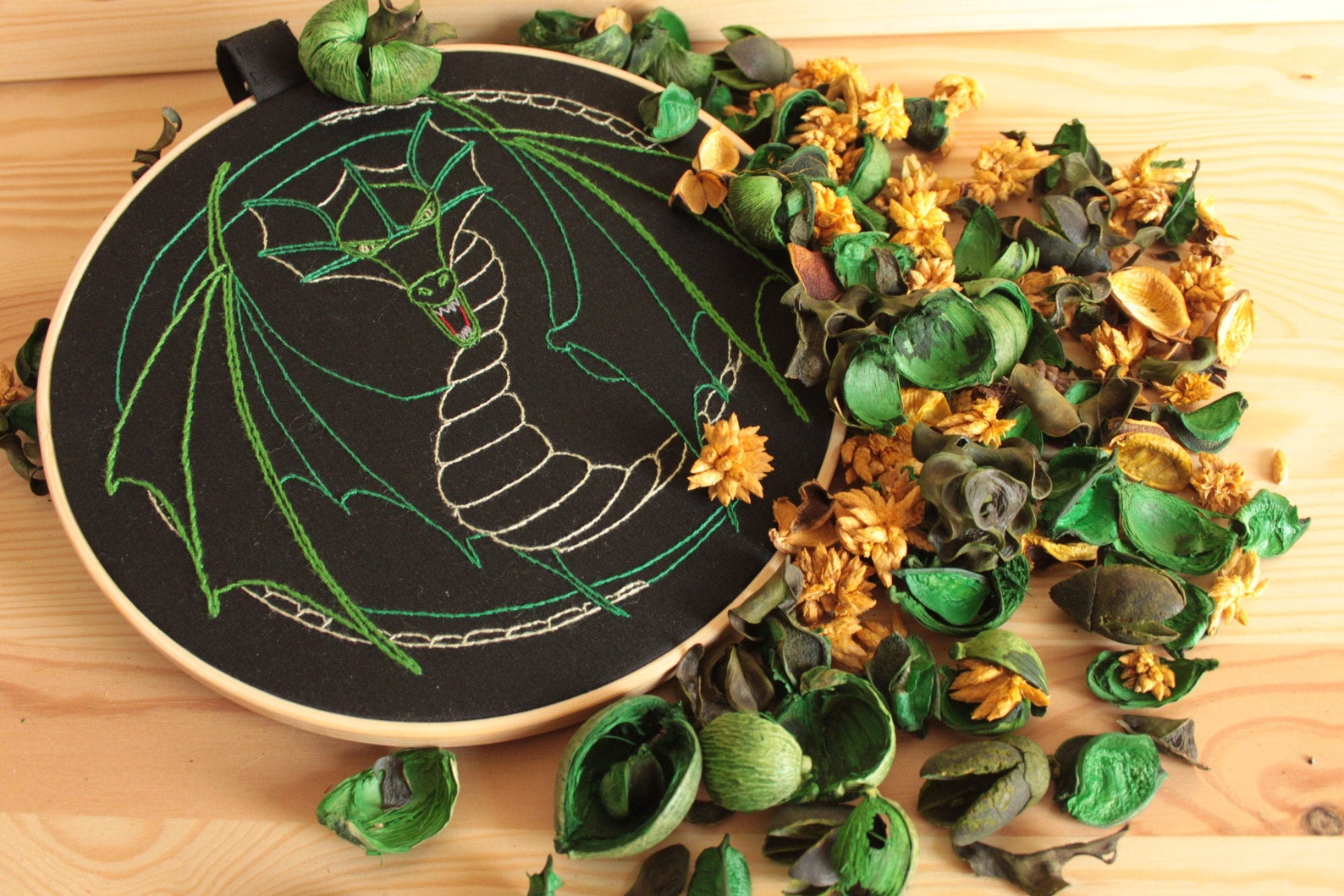 Hand Embroidered Dragon Hoop Etsy