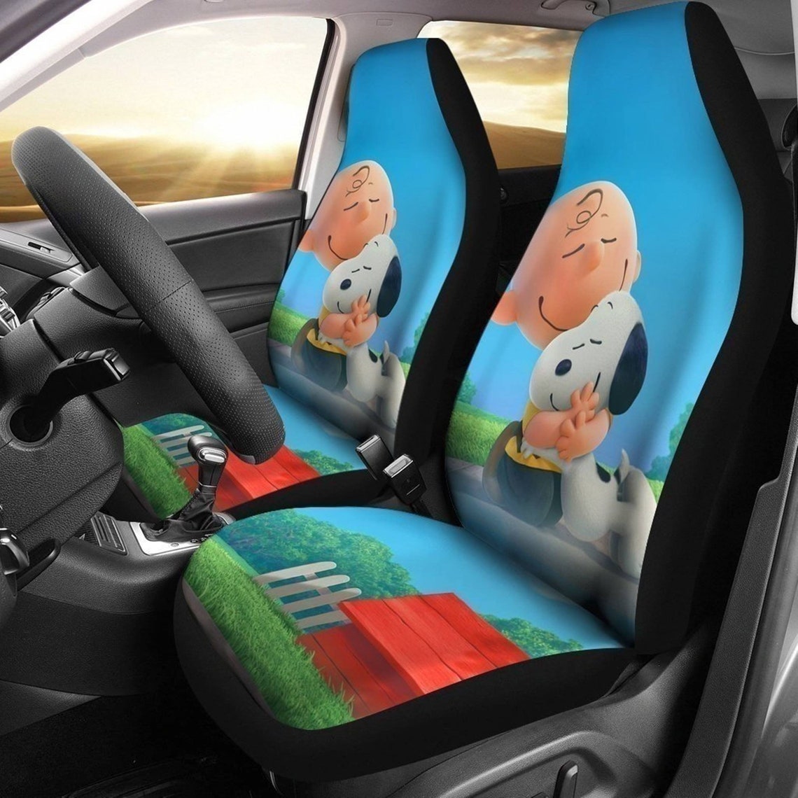Charlie Brown Hugging Snoopy Car Seat Covers Etsy