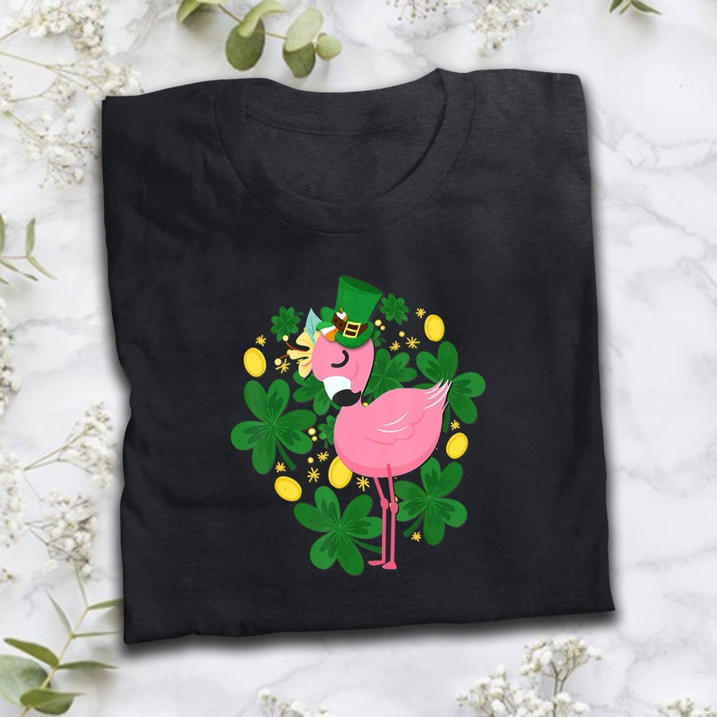 Flamingo St Patrick Day T Shirt Funny Pink Bird Lover Gift