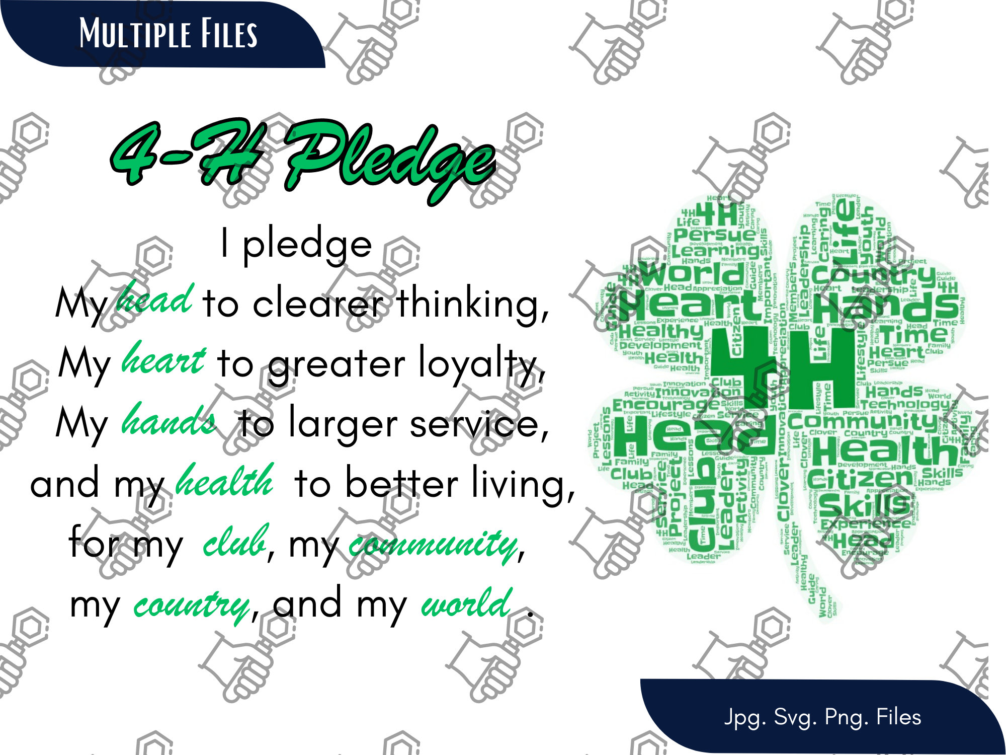 4H Pledge SVG. PNG. JPG. Etsy