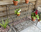 3 Tier Stepped Large Metal Verdigris (reddish Green) Decorative Plant Stand  - Etsy