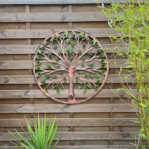 Extra Large Quirky Garden Outside Colourful Heart Metal Tree of Life Wall Art - Indoor / Outdoor