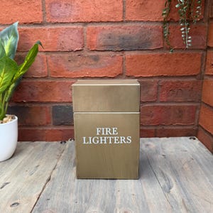 Antique Brass Metal Fireside Fire Lighters Box