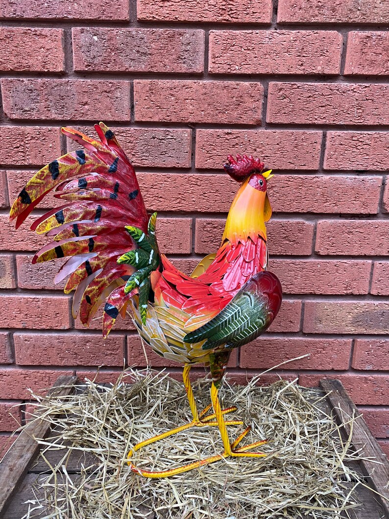 Quirky Colourful Outdoor Metal Chicken / Rooster / Cockerel Etsy UK