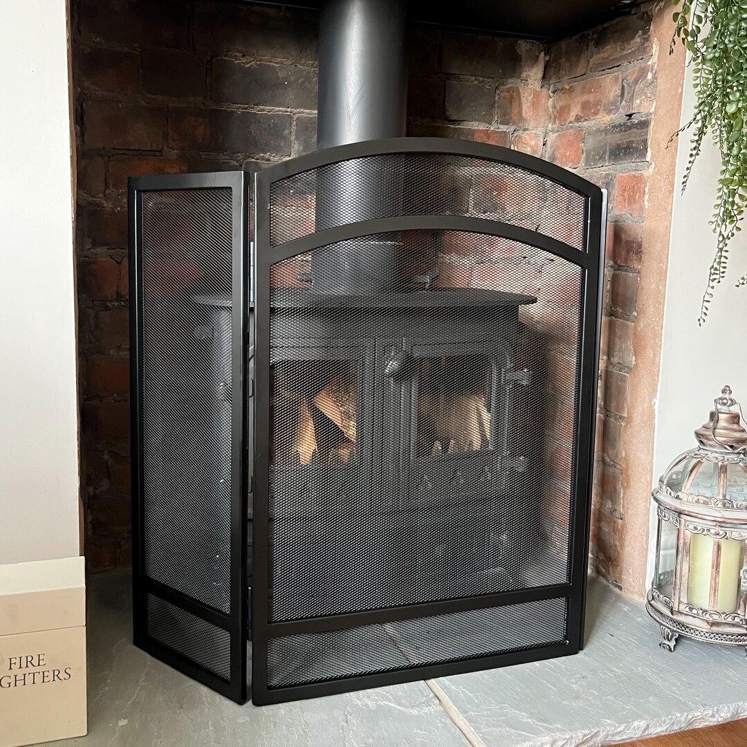 Retractable Fire Screen Large Black Folding Metal Fire Screen - Etsy UK