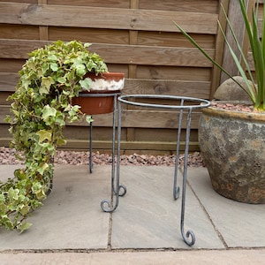 Set of 2 Metal Grey Medium Raised / Elevated Plant / Stands Pot Stands