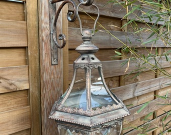 Unique Victorian Style Rose Gold Bracket Lantern for Indoors and Outdoors - Solar / Candle