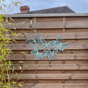 Turquoise Metal Butterflies Wall Art  - Butterfly Indoor / Outdoor