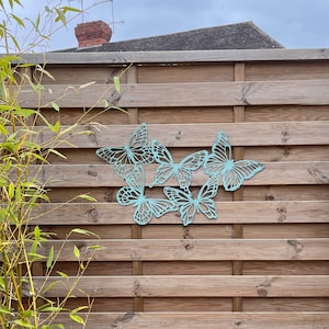 Turquoise Metal Butterflies Wall Art  - Butterfly Indoor / Outdoor