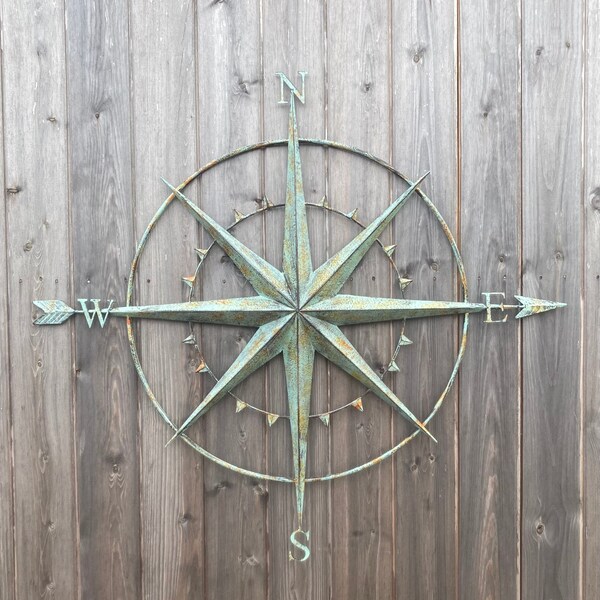 Large Metal Outdoor Compass Wall Art Etsy UK